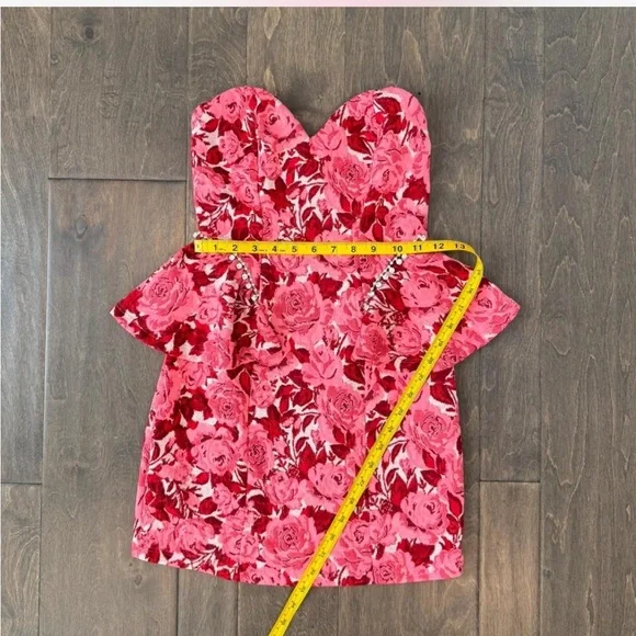 Zara Strapless Pink Floral Dress NWT - Picture 5 of 8